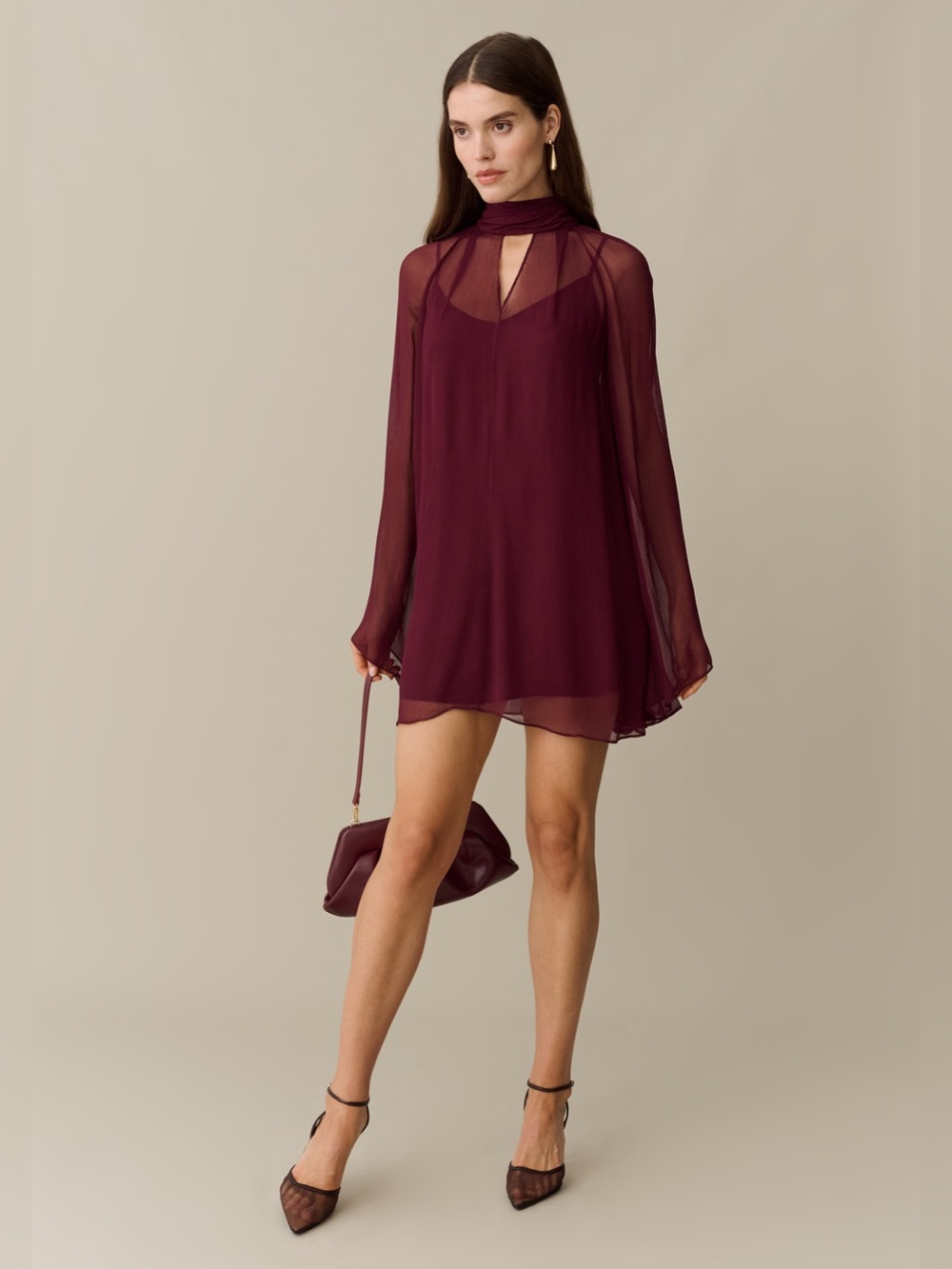 NWT o.p.t Quinn Dress size Small S maroon mini dress rum raisin few moda